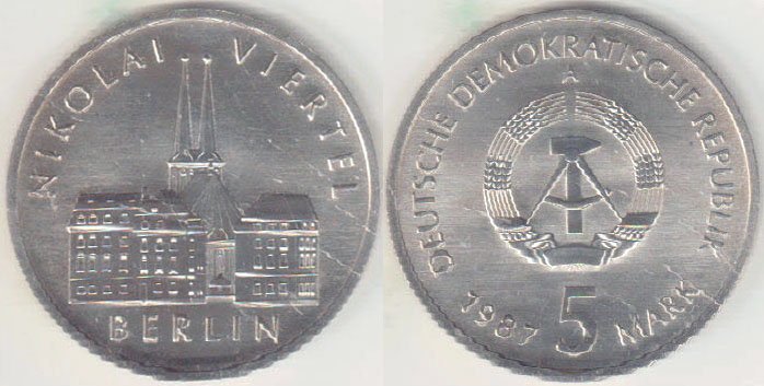 1987 East Germany 5 Mark (Nikolai Viertel) Unc A005836